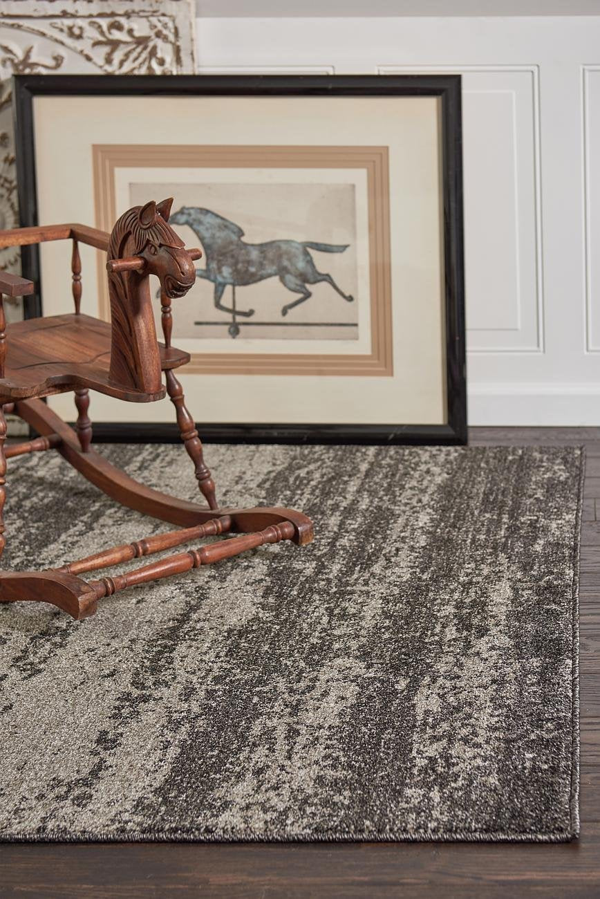 Unique Loom Del Mar Collection Area Rug - Lucille (6' 1'' Round, Dark Gray/ Ivory)