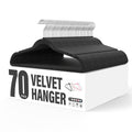 YSSOA Velvet Hangers 70 Pack, Non-Slip Clothes Hangers with Shoulder Notches, 360 Swivel Hooks, Heavy Duty Standard Hangers for 