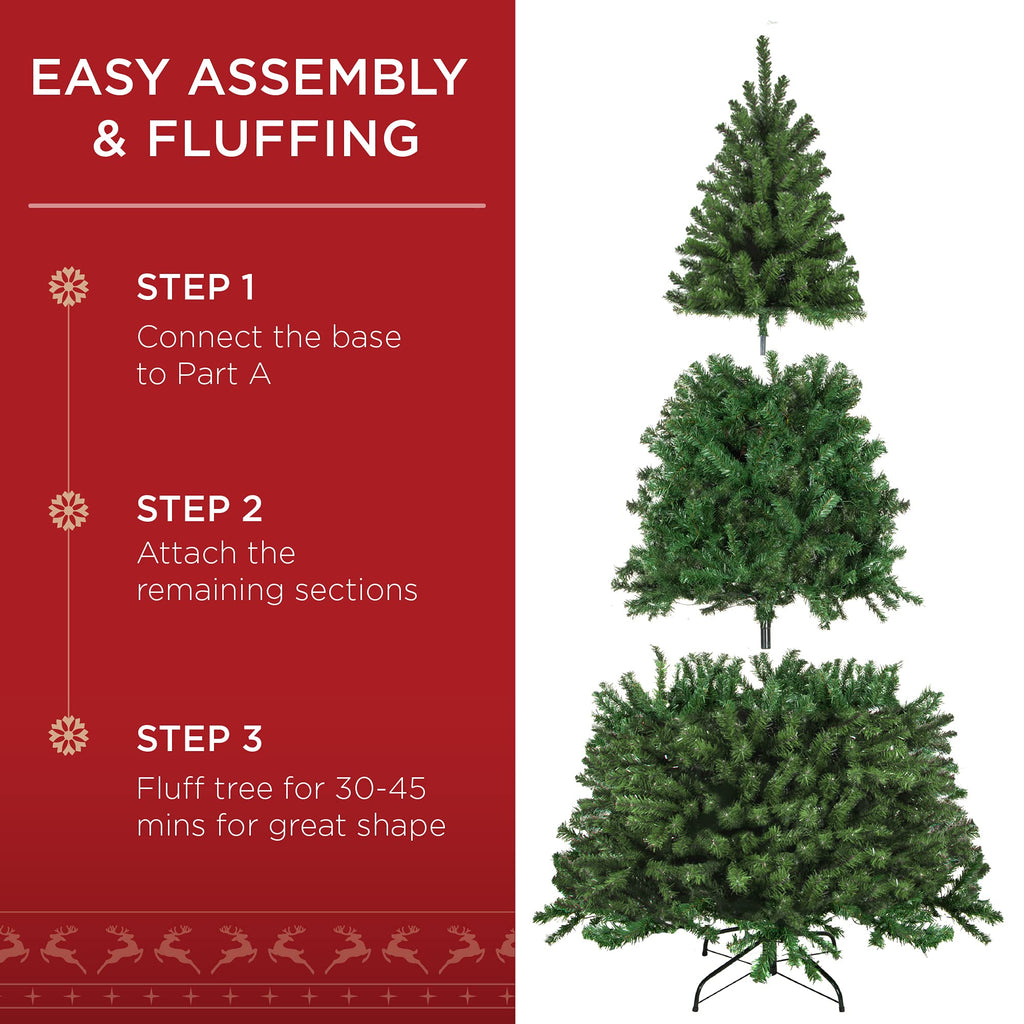 Best Choice Products Artificial Christmas Tree, 6Ft Premium Unlit Realistic Spruce Holiday D  Cor W/Dense Branches, Easy Assembl