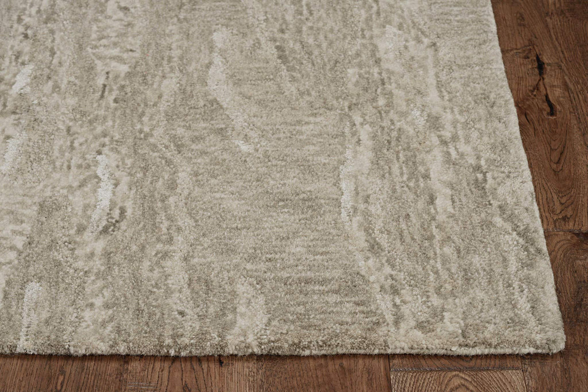 HomeRoots Wool/Viscose 3' x 5' Sand Plain Wool Area Rug with Highlights