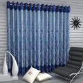 Home Sizzler 4 Piece Elegant Panel Eyelet Polyester Door Curtains  7 Feet, Blue