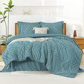 Litanika Grayish Teal Full Size Comforter Set With Sheets - 7 Pieces Bed In A Bag Full Boho Tufted Complete Beddding Sets With C