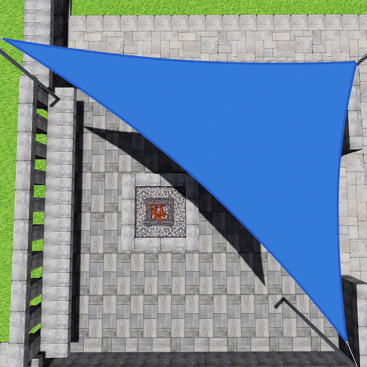 Patio Paradise 11' X 18' X 21.1' Blue Sun Shade Sail Right Triangle Shade Canopy Heavy Duty Pergolas Cover Cloth, Sunlight Block
