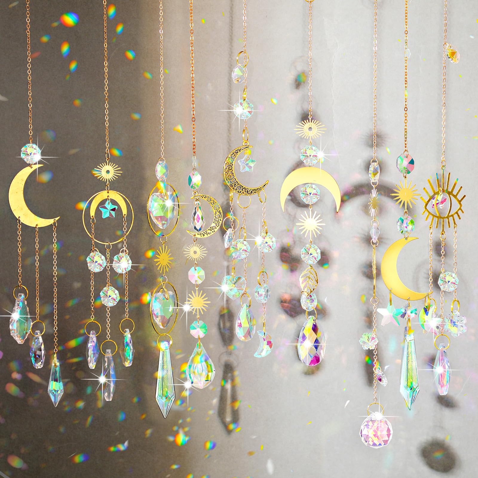 Maitys 10 Pcs Crystal Suncatcher Sun Catchers Indoor Window Hanging Sun Catchers With Crystals Light Catcher With Prisms And Aga