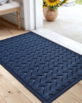 Dexi Front Door Mat Outdoor Entrance Doormat Heavy Duty Floor Rug, Waterproof Low-Profile, 17'X29', Wave Navy