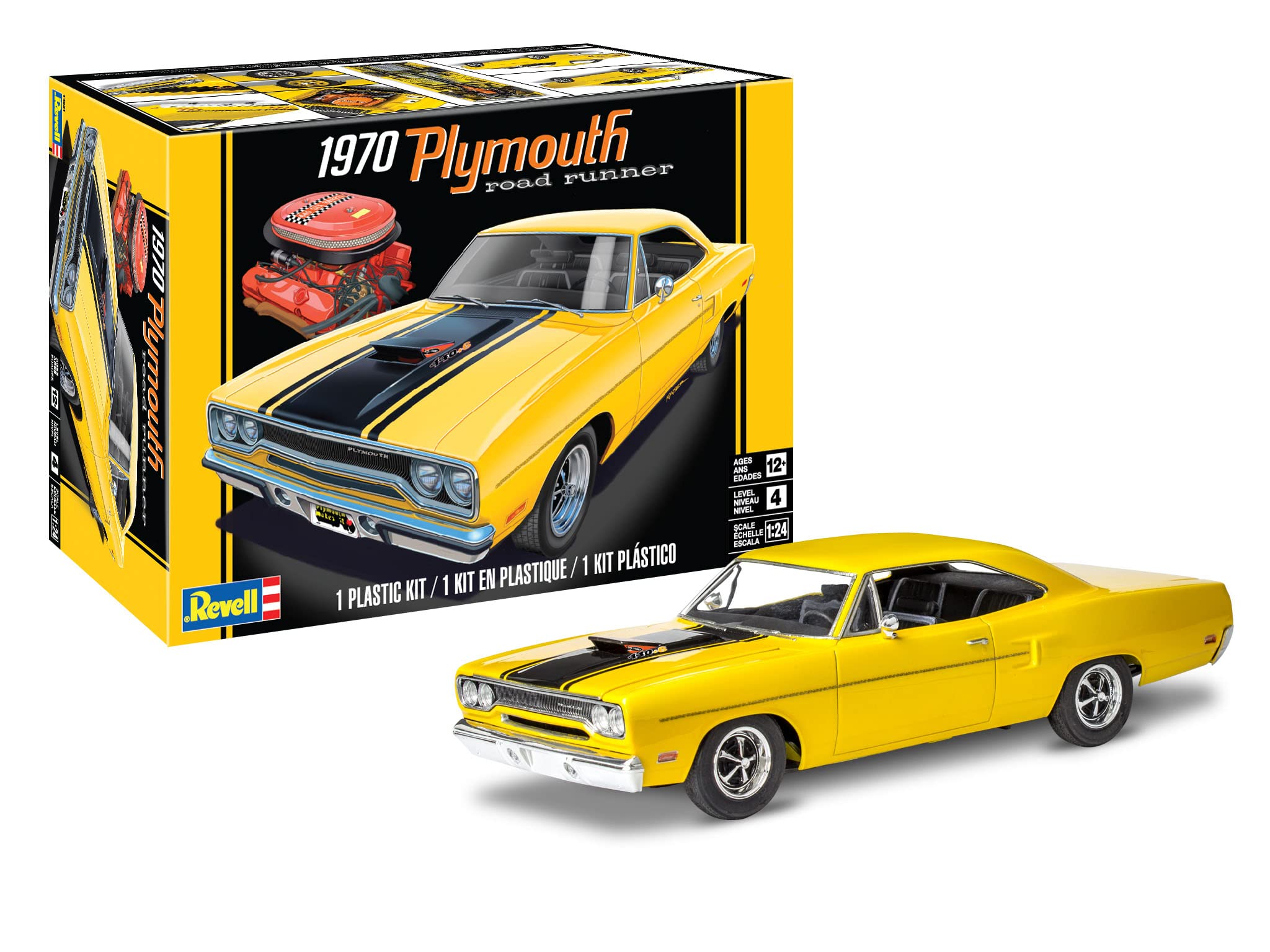 Revell 14531 '70 Plymouth Road Runner 1:24 Scale 77-Piece Skill Level 5 Model Car Building Kit, White