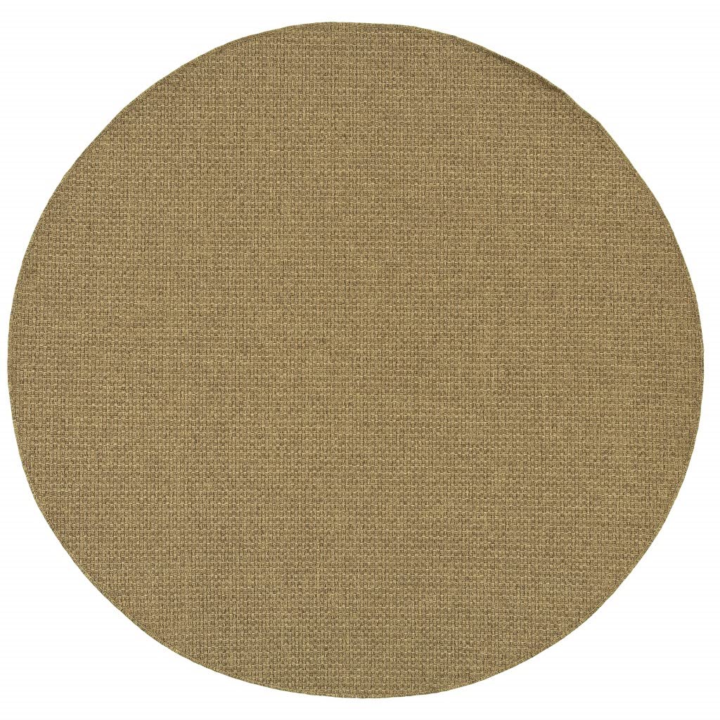 HomeRoots Polypropylene 8’ Round Solid Tan Indoor Outdoor Area Rug