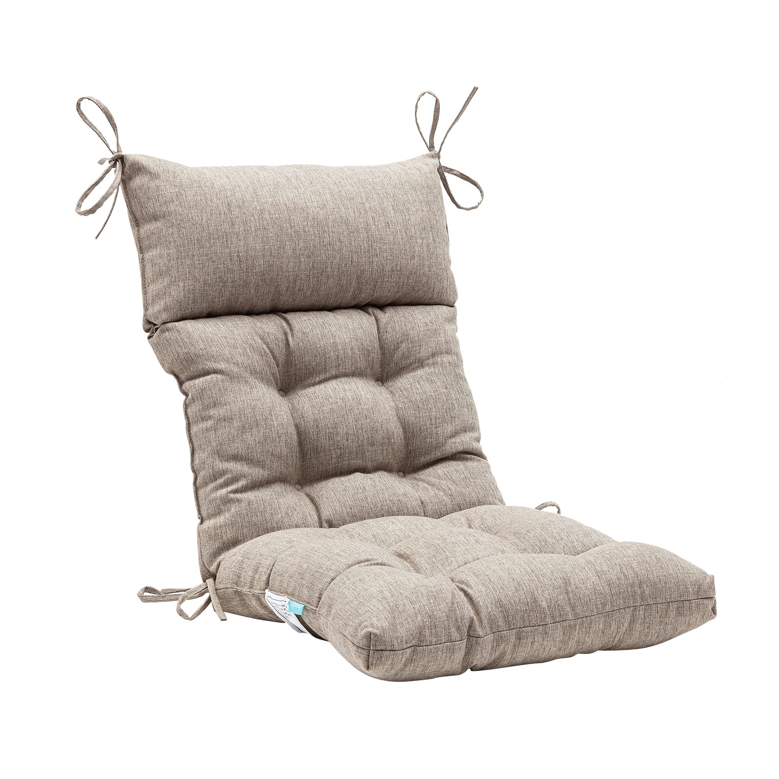 Qilloway Indoor/Outdoor High Back Chair Cushion,Spring/Summer Seasonal All Weather Replacement Cushions. (Tan/Grey)