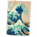 3D Rose The Wave Off Kanagawa by Japanese Artist Hokusai-Dramatic Blue Sea Ocean Ukiyo-E Print 1830 Towel, 15 x 22, Multicolor