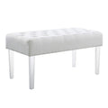 Linon Ella Glitz Acrylic Leg Bench, 35Wx17Dx18H, White