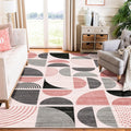 MUJOO Pink Rug Washable,6x9 Area Rugs for Living Room Bedroom Dining Room,Boho Large Throw Floor Carpet Non Slip Soft Modern Abs