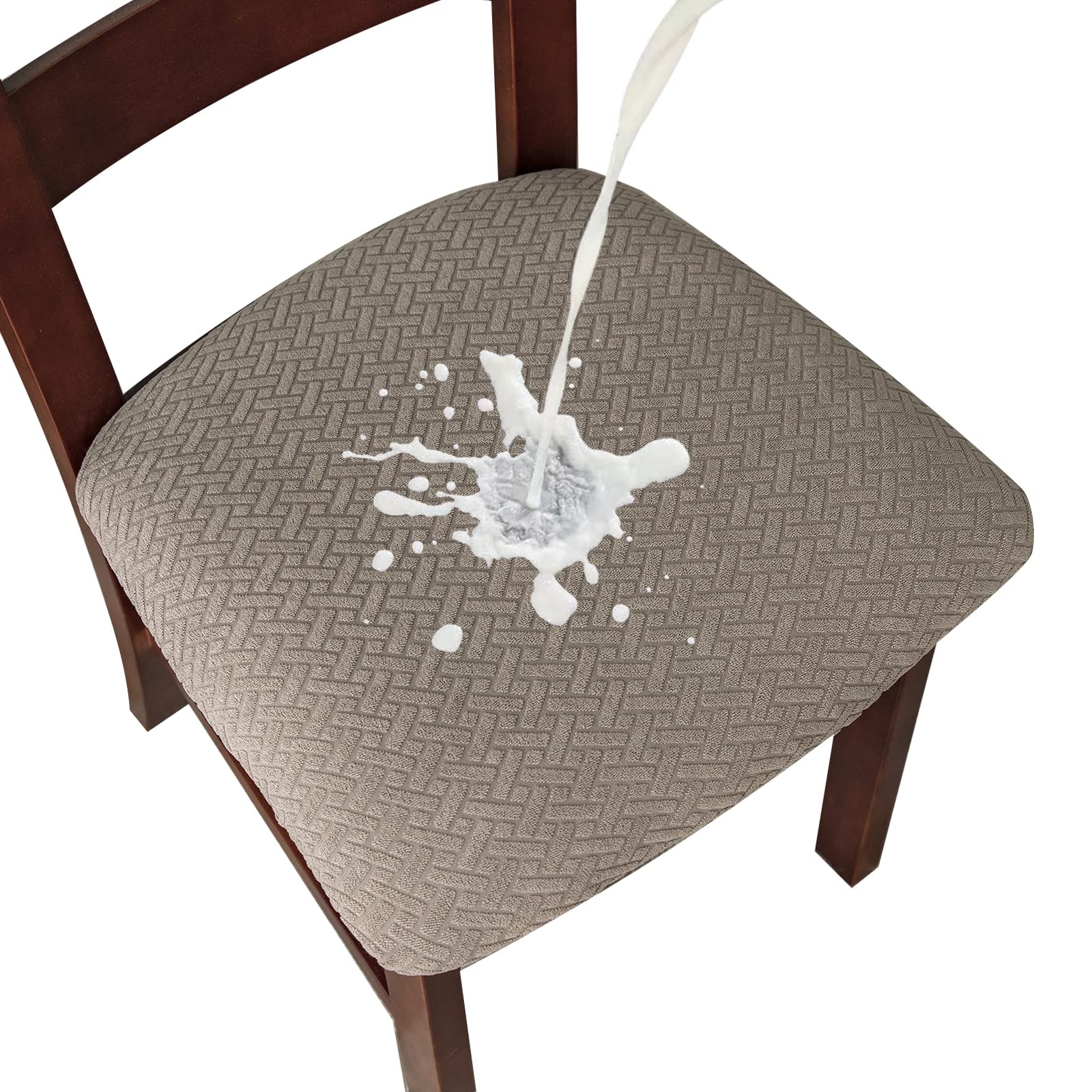 Genina Waterproof Seat Covers for Dining Room Chairs covers dining chair seat covers Kitchen Chair Covers slipcovers (Taupe, 4 P