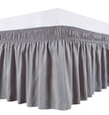 Biscaynebay Wrap Around Bed Skirts For King & Cal King Beds 22' Long Drop, Silver Grey Adjustable Elastic Dust Ruffles Easy Fit