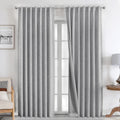 Joydeco 100% Black Out Curtains 96 inch Long 2 Panels Burg Natural Blackout Linen Drapes for Bedroom Living Room Darkening Curta