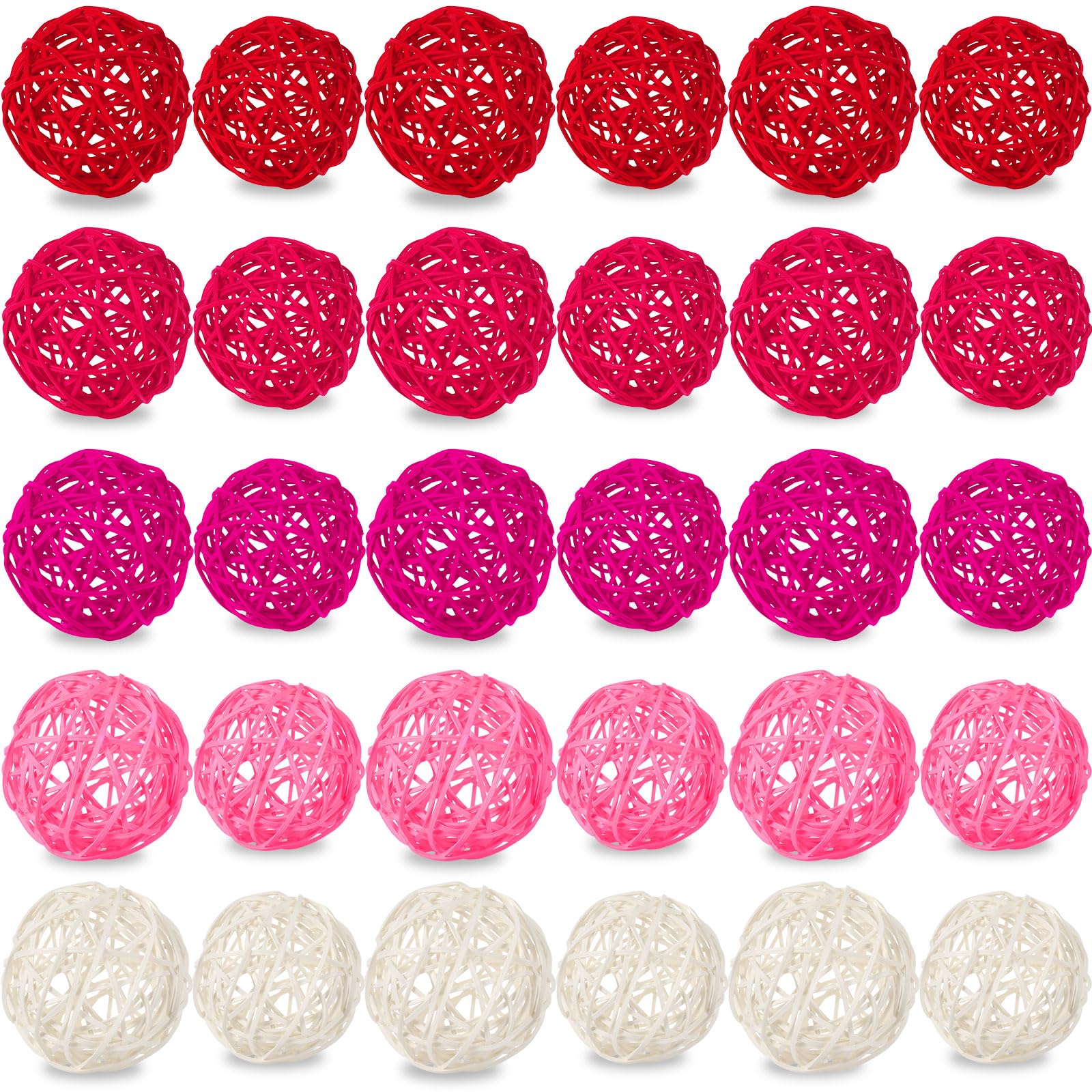 NOVWANG 40 Pcs Valentines Day Rattan Balls Decorative,Centerpieces Vase Filler Wicker Ball for Valentines Day Wedding Party De