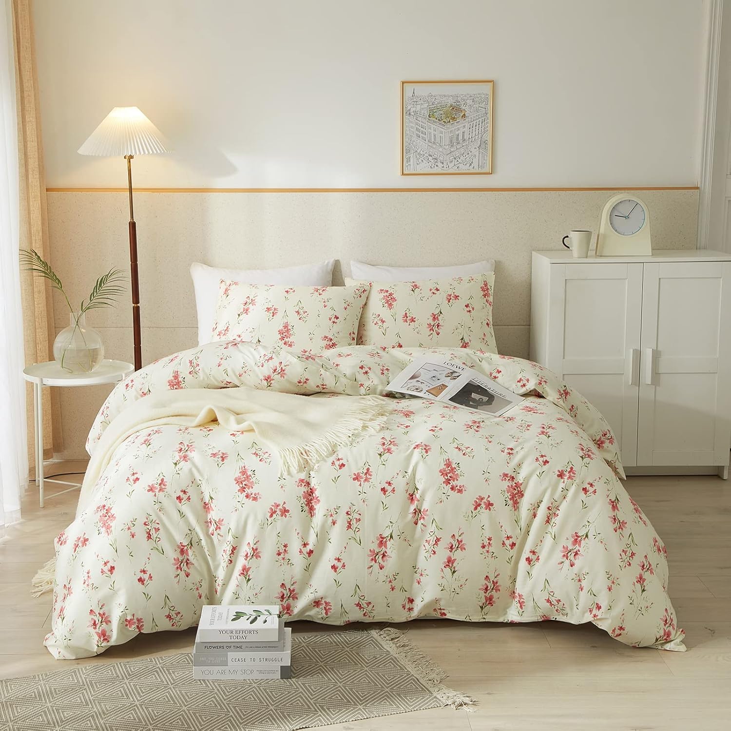 Girls Pink Floral Comforter Set Twin Xl Boho Garden Floral Bedding Comforter Set Fluffy Soft Microfiber Flowers Comforter With 2