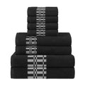 Superior 8Piece Cotton Towel Set, Geometric Design, Dobby Border, Plush Quick Dry Towels, Decorative Bathroom, Spa, Includes 2