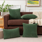Kevin Textile Pack Of 2 Corduroy Soft Soild Spring Decorative Square Throw Pillow Covers Set Cushion Cases Pillowcases For Sofa Bedroom Car 20 X 20 Inch 50 X 50 Cm Moss Green