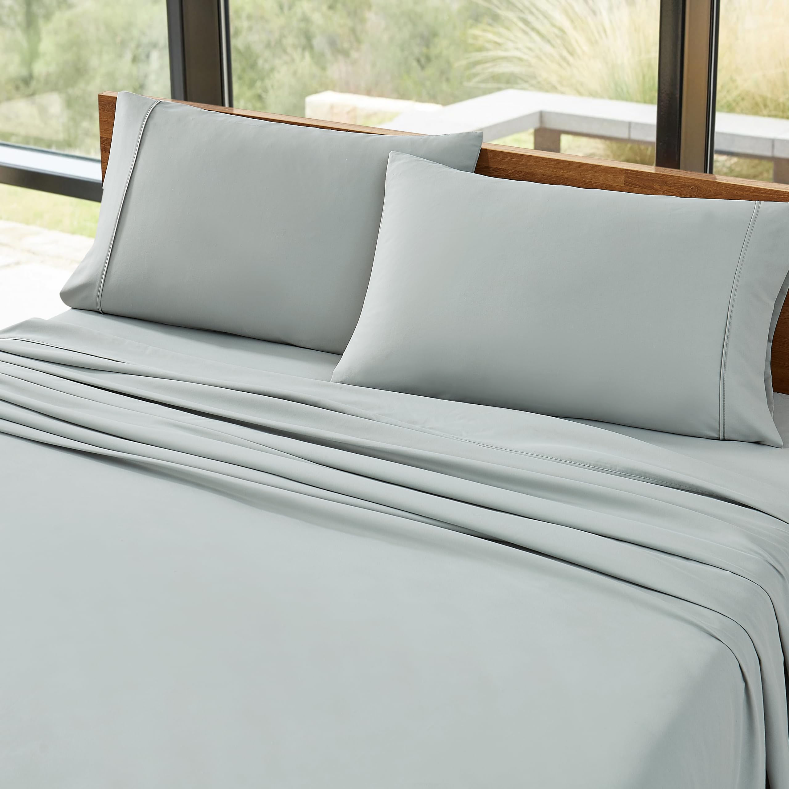 Ugg Hedi Full Sheet Set 4-Piece Luxury Cooling Sheets Deep Pockets Premium Bedding With 2 Pillow Shams Hypoallergenic Machine Washable Soft Lightweight Bed Set For Bedroom, Full, Mineral Green