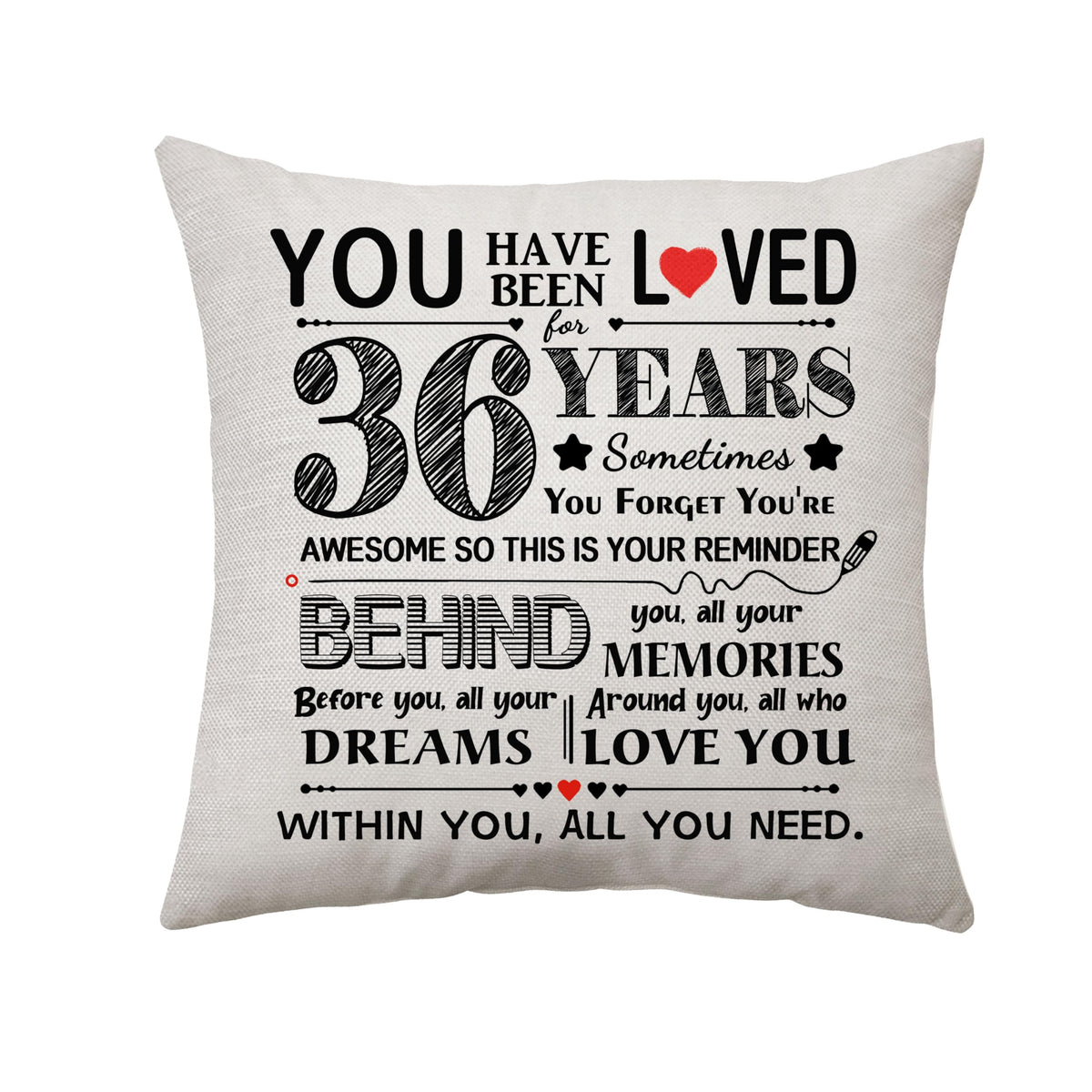 36Th Birthday Gift Decoration Throw Pillow Cover Gifts For 36 Years Old Women Men Happy Birthday Present Pillowcase For 36Th Par