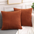 Mecatny Corduroy Fall Throw Pillow Covers 20X20 Set Of 2 - Striped Decorative Pillow Covers For Living Room, Bed - Soft Square C