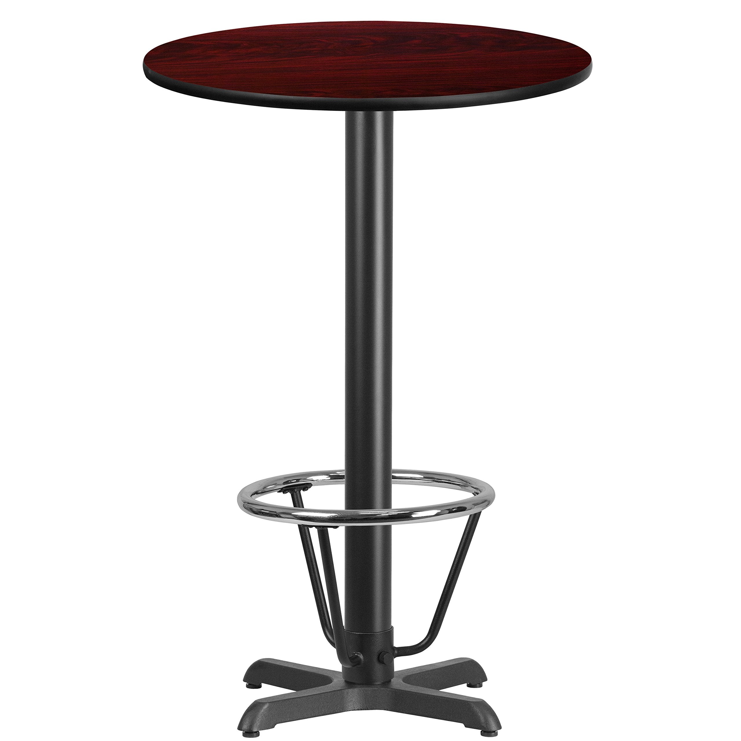 Flash Furniture 24'' Round Mahogany Laminate Table Top with 22'' x 22'' Bar Height Table Base and Foot Ring