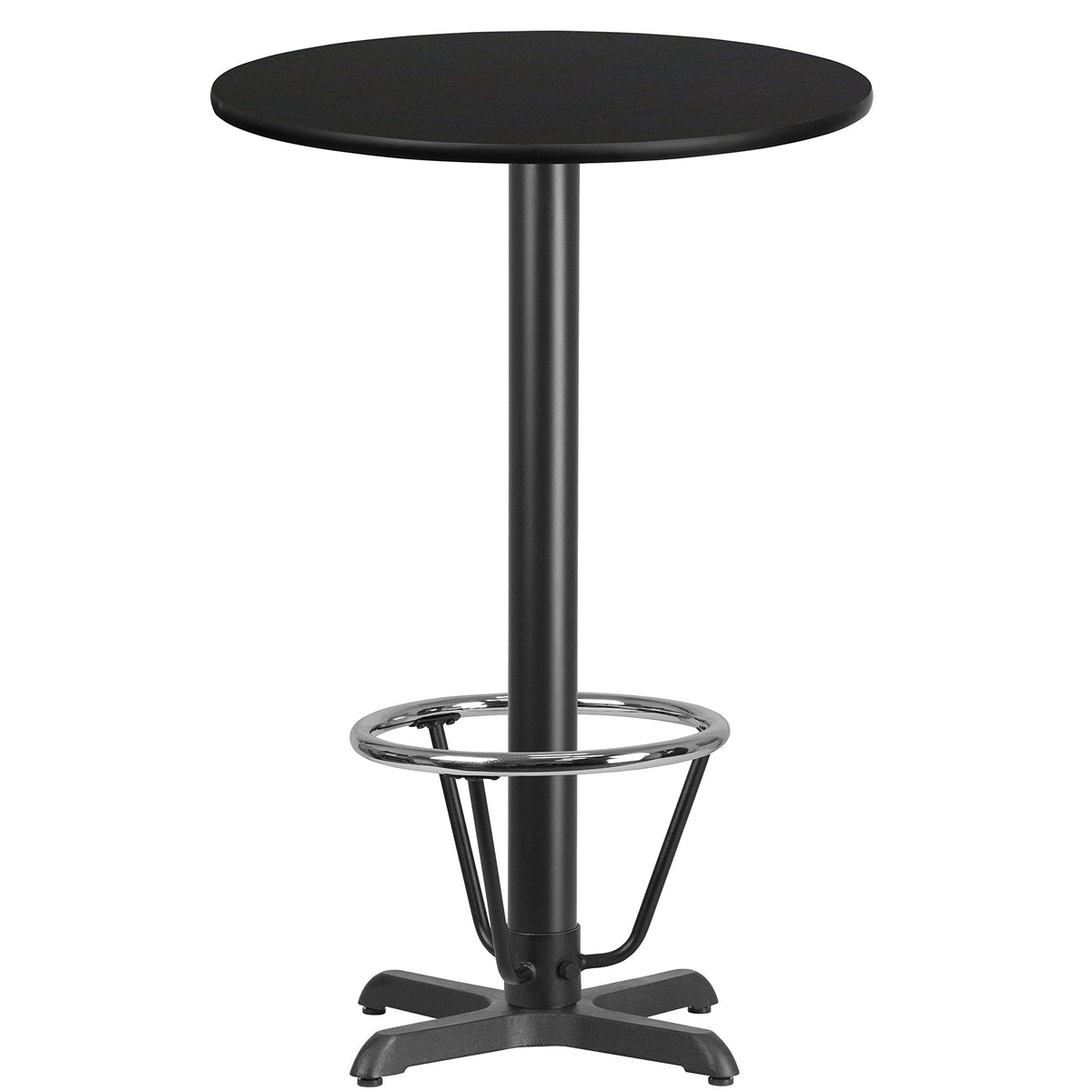 Flash Furniture 24'' Round Black Laminate Table Top With 22'' X 22'' Bar Height Table Base And Foot Ring