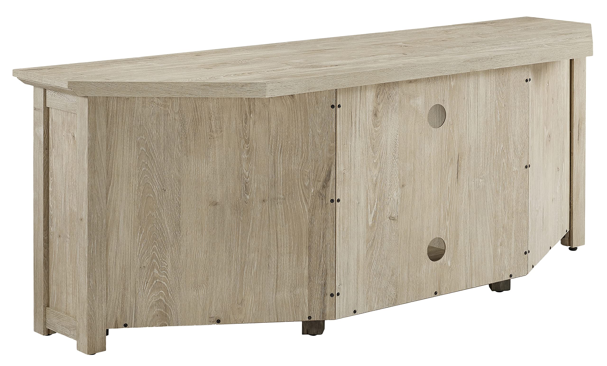 Crosley Furniture Camden Corner TV Stand for 65+ inch TVs, Entertainment Center with Storage Shelves, Frosted Oak