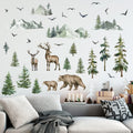Kajaia Mountain Wall Decals Large Pine Tree Peel and Stick Forest Tree Deer Birds Animal Decals Mountain Stickers for Kids Room 