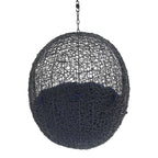 Modway Eei-3635-Blk-Nav Encase Wicker Rattan Outdoor Patio Swing Chair With Hanging Steel Chain In Black Navy
