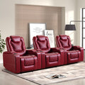 Anj Power Recliner Chair Set Of 3, Electric Soft Leather Reclining Home Theater Seating - Usb Ports, Cup Holders, Hidden Arm Sto