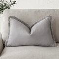 Foindtower Decorative Linen Fringe Lumbar Throw Pillow Covers Cozy Boho Farmhouse Cushion Cover With Tassel Accent Pillowcase Fo