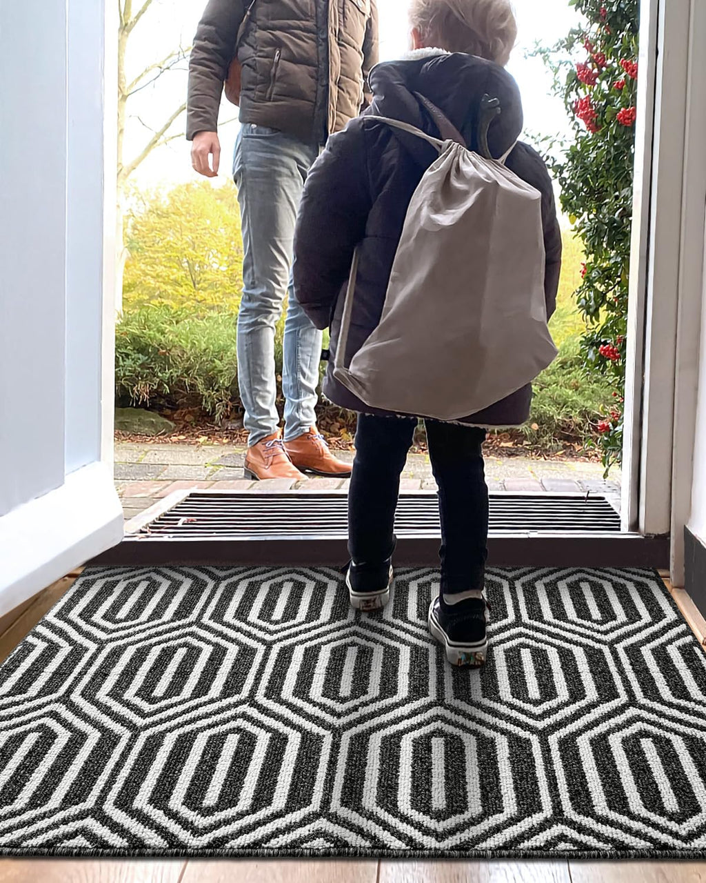 Dexi Front Door Mats For Entryway, Non Slip Washable Entry Doormat, Absorbent Resist Dirt Inside Floor Mat, Low-Profile Entrance