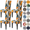 HZDHCLH Chair Covers for Dining Room Set of 4,Stretch Spandex Geometric Parsons Chair Slipcover 4 Pack,Washable Anti-Dust Chair 