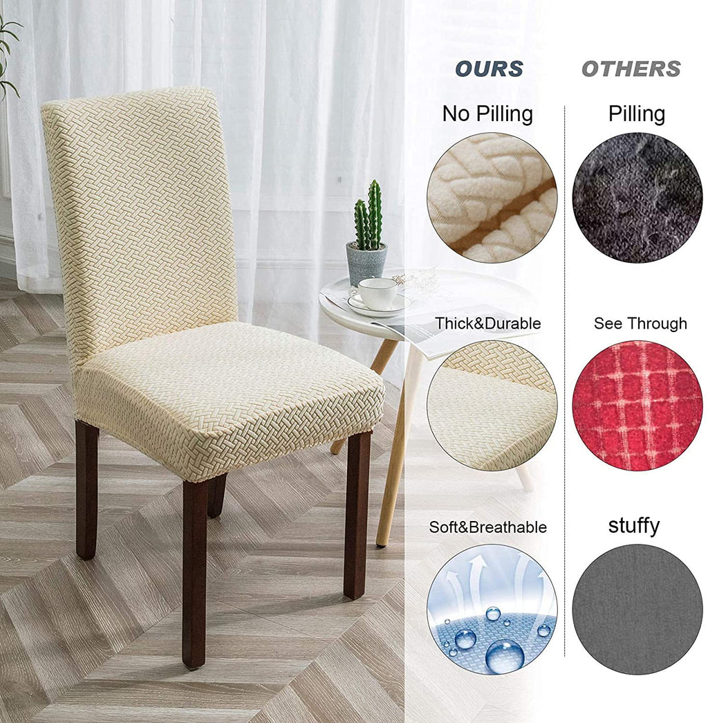 Genina Waterproof Chair Covers For Dining Room 6 Pack Kitchen Chair Covers Parson Dining Chair Slipcover,Khaki
