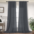 Dark Grey Linen Curtains 108 Inches Long For Living Room 2 Panels Back Tab Pocket Drapes Light Filtering Energy Efficient Semi S