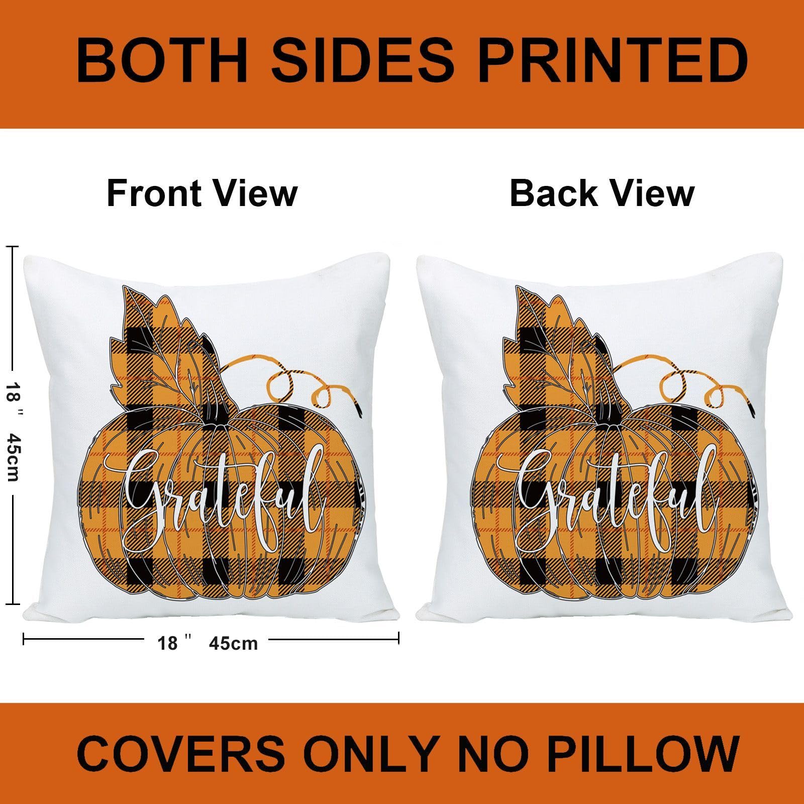 18X18 Fall Pillow Cover Set Of 4 Harvest Buffalo Plaid Wreath Pumpkin Maple Leaves Truck Throw Pillows Cases Thanksgiving Hallow