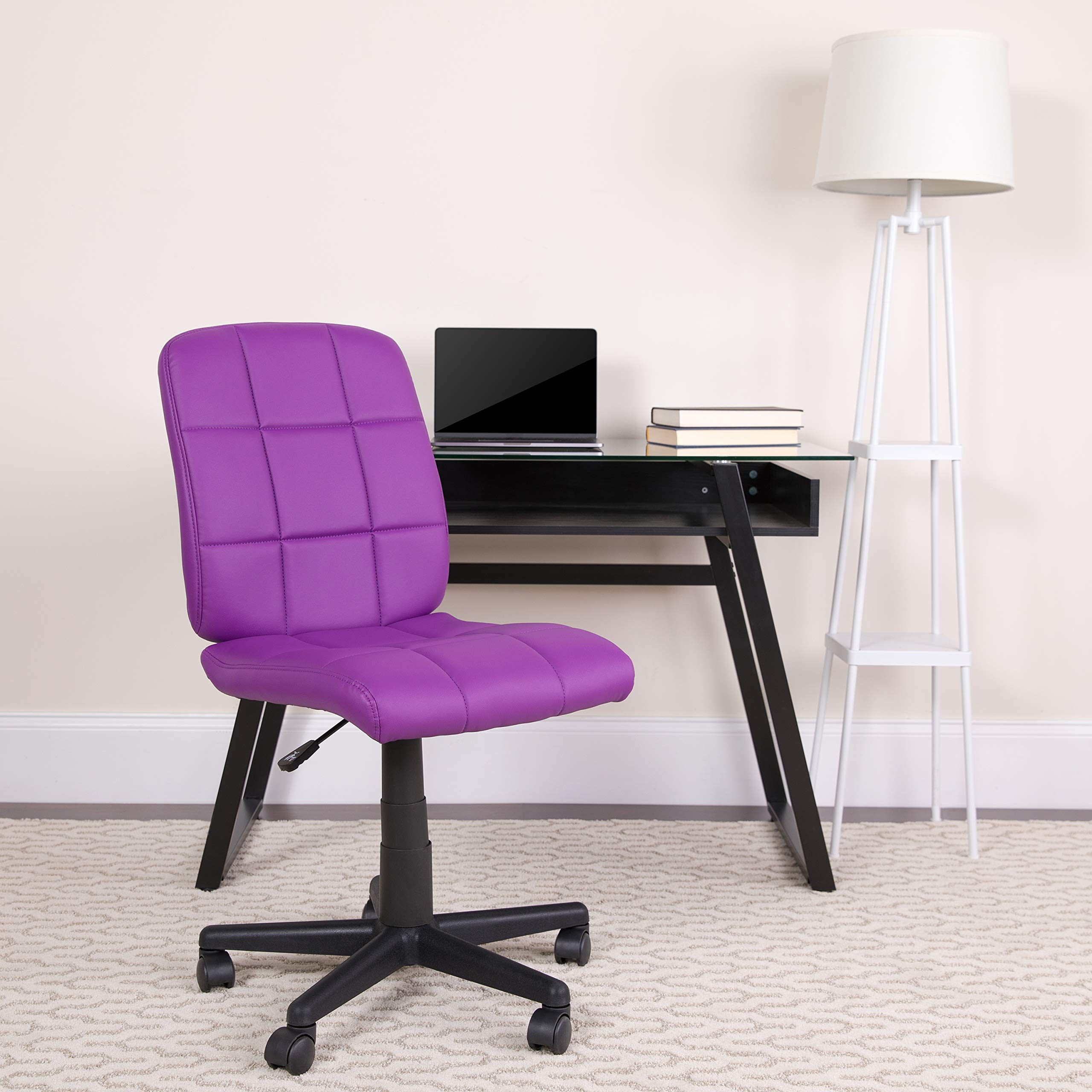 Flash Furniture Clayton Mid-Back Purple Quilted Vinyl Swivel Task Office Chair