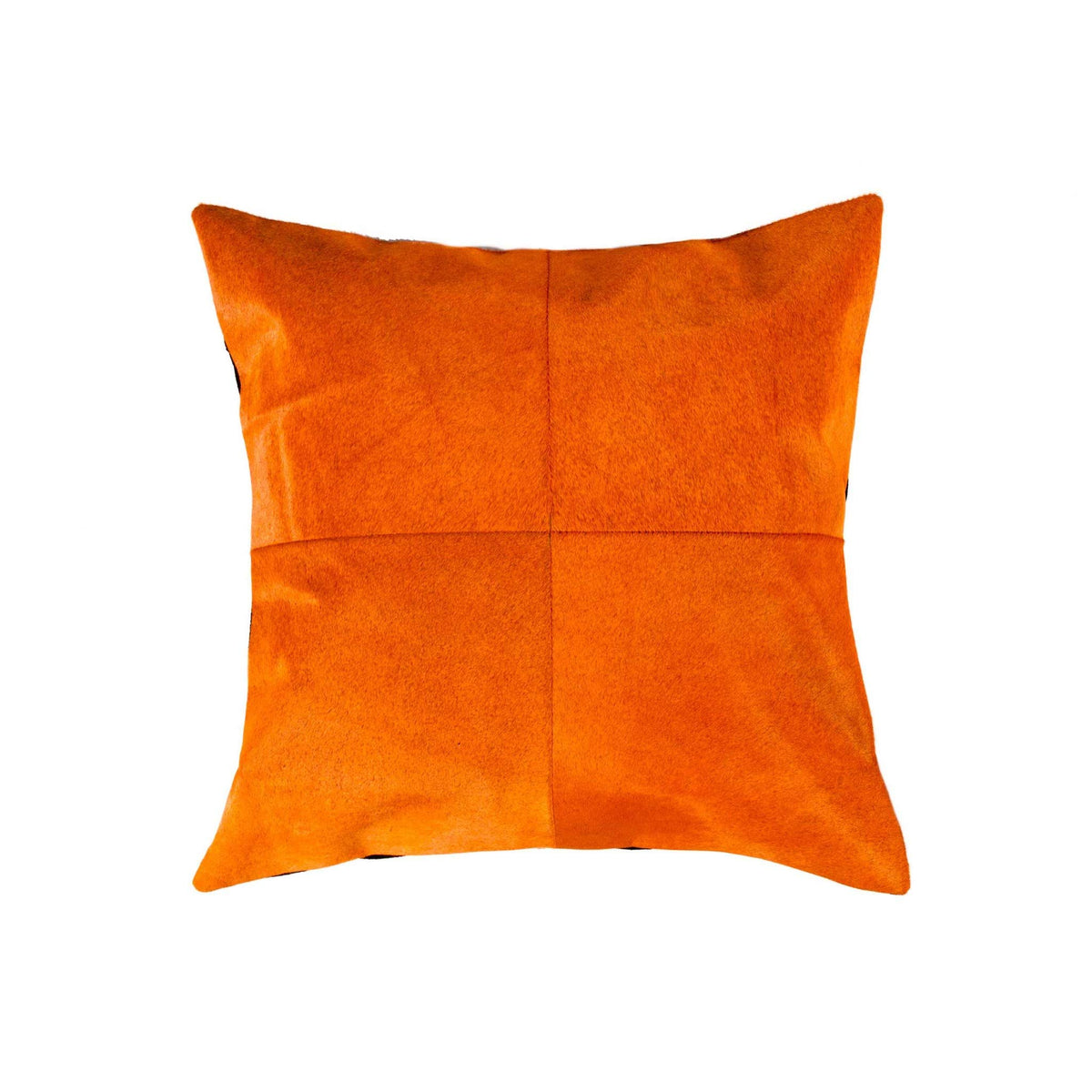 HomeRoots Cowhide, Microsuede, Polyfill 18' x 18' x 5' Orange Quattro Pillow