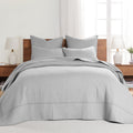Levtex Home - Cross Stitch Light Grey Bedspread Set - Twin Quilted Bedspread And One Standard Sham - Cross Stitch Pattern - Beds