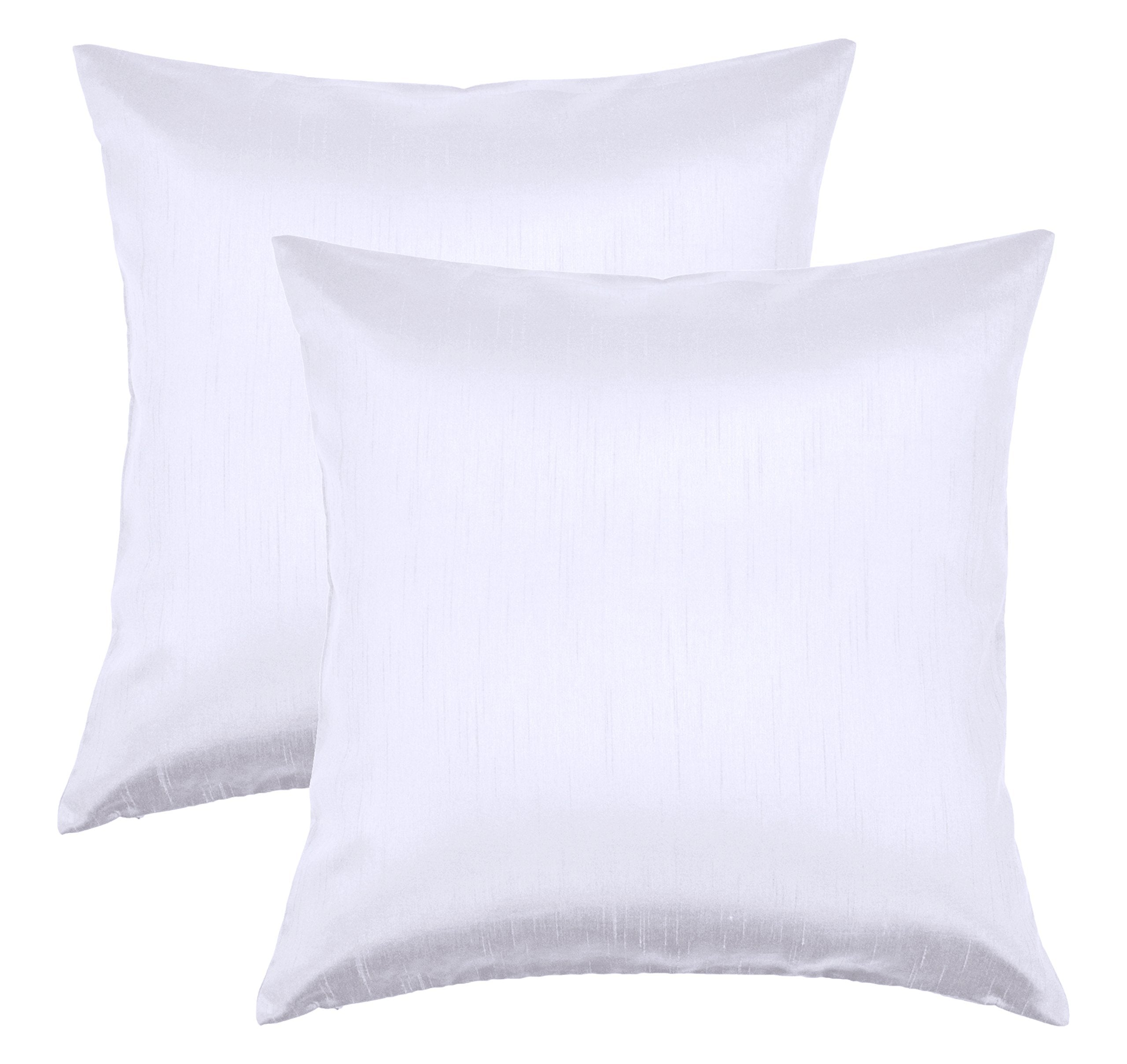 Aiking Home 24X24 Inches Faux Silk Square European Shams, Zipper Closure, White (Set Of 2)
