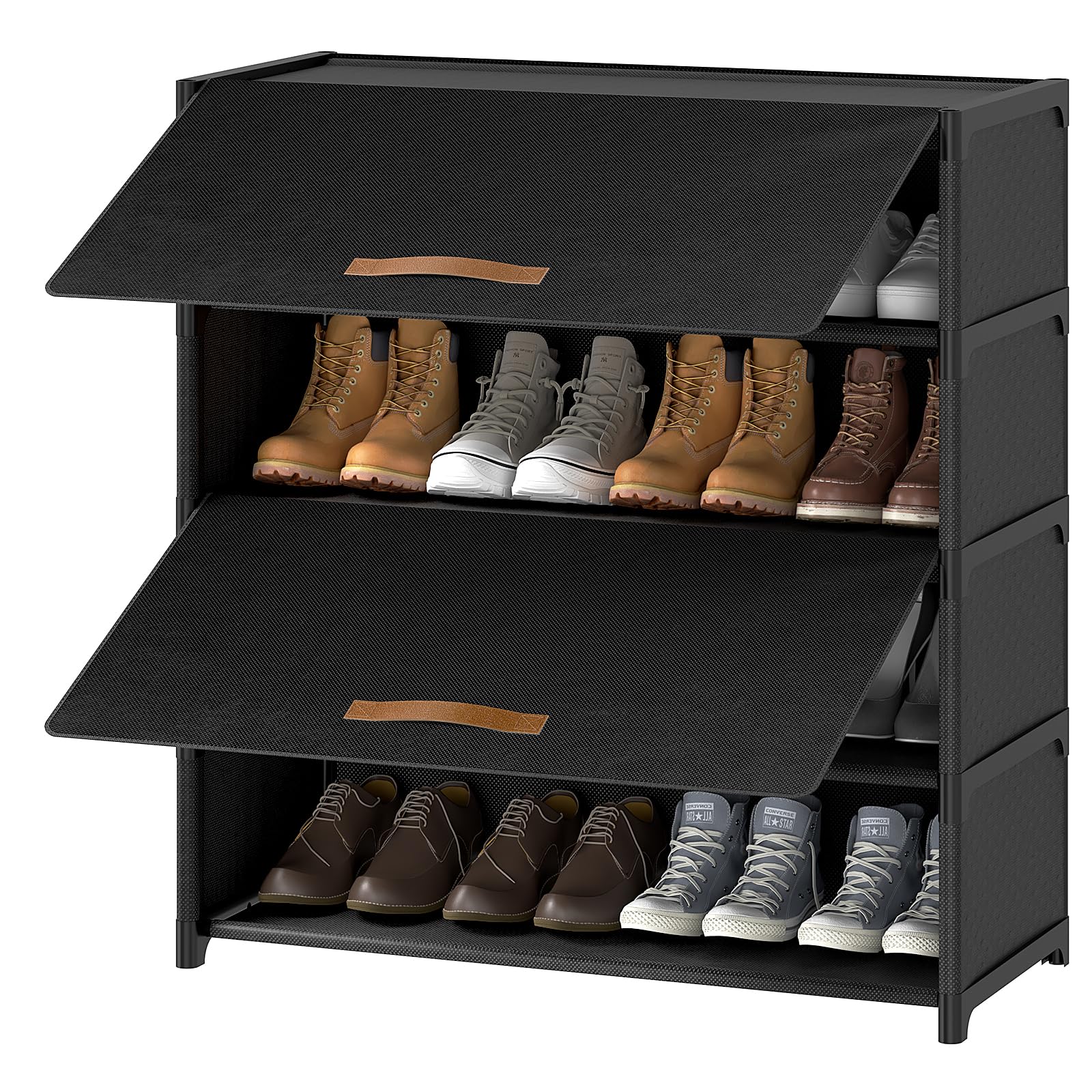 UNITSTAGE Shoe Rack, 5 Tier Shoe Storage Cabinet with Door 20 Pair Plastic Shoe Shelves Organizer for Closet, Entryway, Hallway,