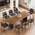 Yafiti Dining Chairs Set Of 8, Fsc Certified Mid Century Modern Dining Room Kitchen Chairs, Upholstered Pu Leather Vertical Stri