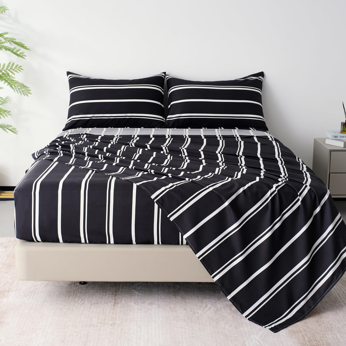 Best Season Stripe Bed Sheets Set,4 Piece Super Soft Microfiber Bedding-Deep Pocket,Ultra Soft,Fade & Wrinkle Resistant(Full Siz