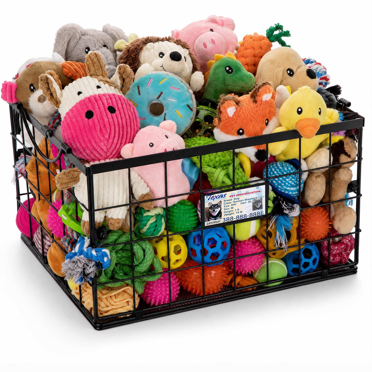 Dog Toy Basket, Storage Bin for Pet Toys, Organizer for Dogs (Black, Large)