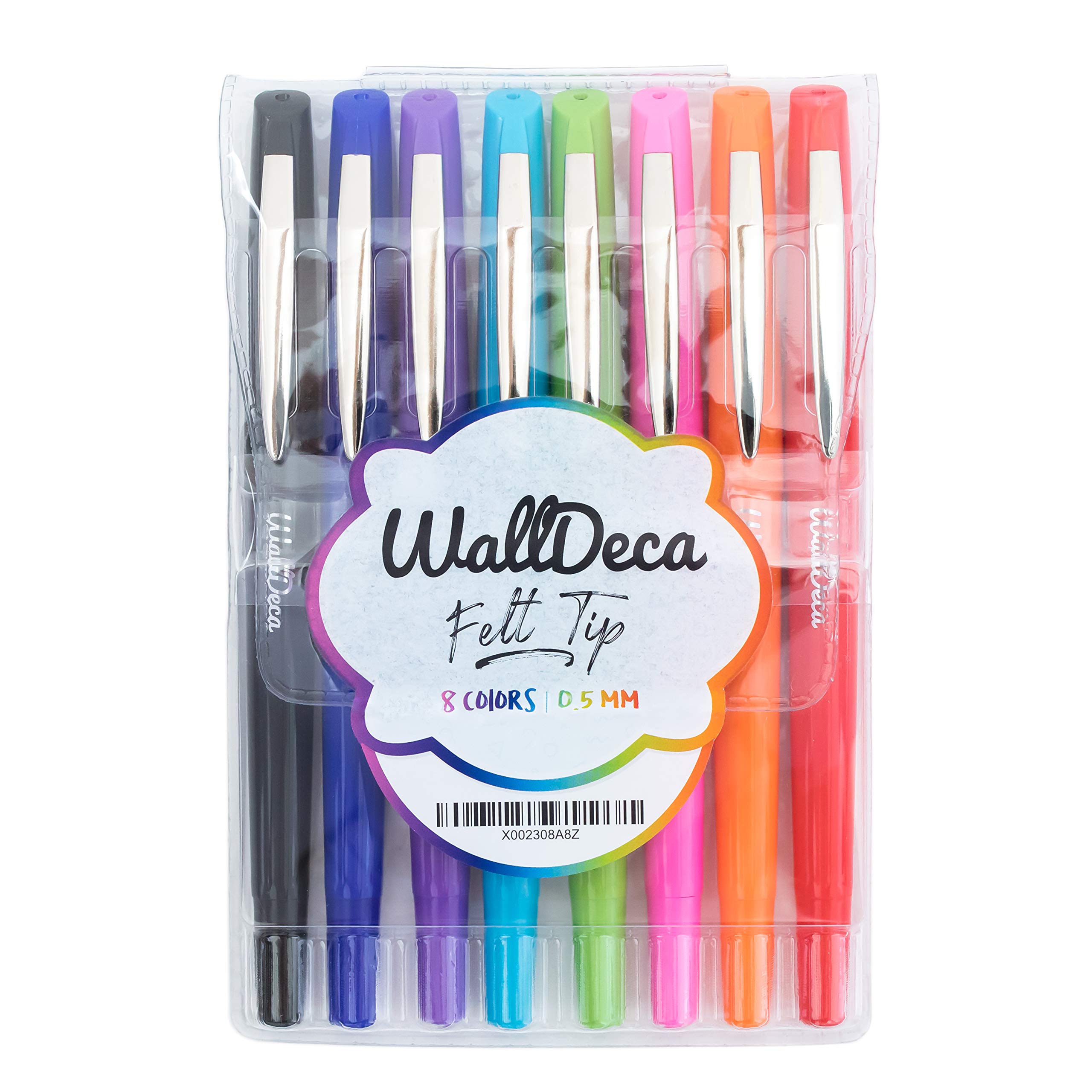 Walldeca Felt Tip Pens, Fine Point Color Pens (0.5Mm), Colorful Journal Pens, Planner Pens, Made For Everyday Writing, Journals,