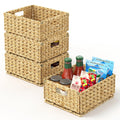Pantry Wicker Storage Baskets for Shelves, 4 Pack Small Woven Baskets for Storage, Handmade Pantry Organizers and Storage, Boho 