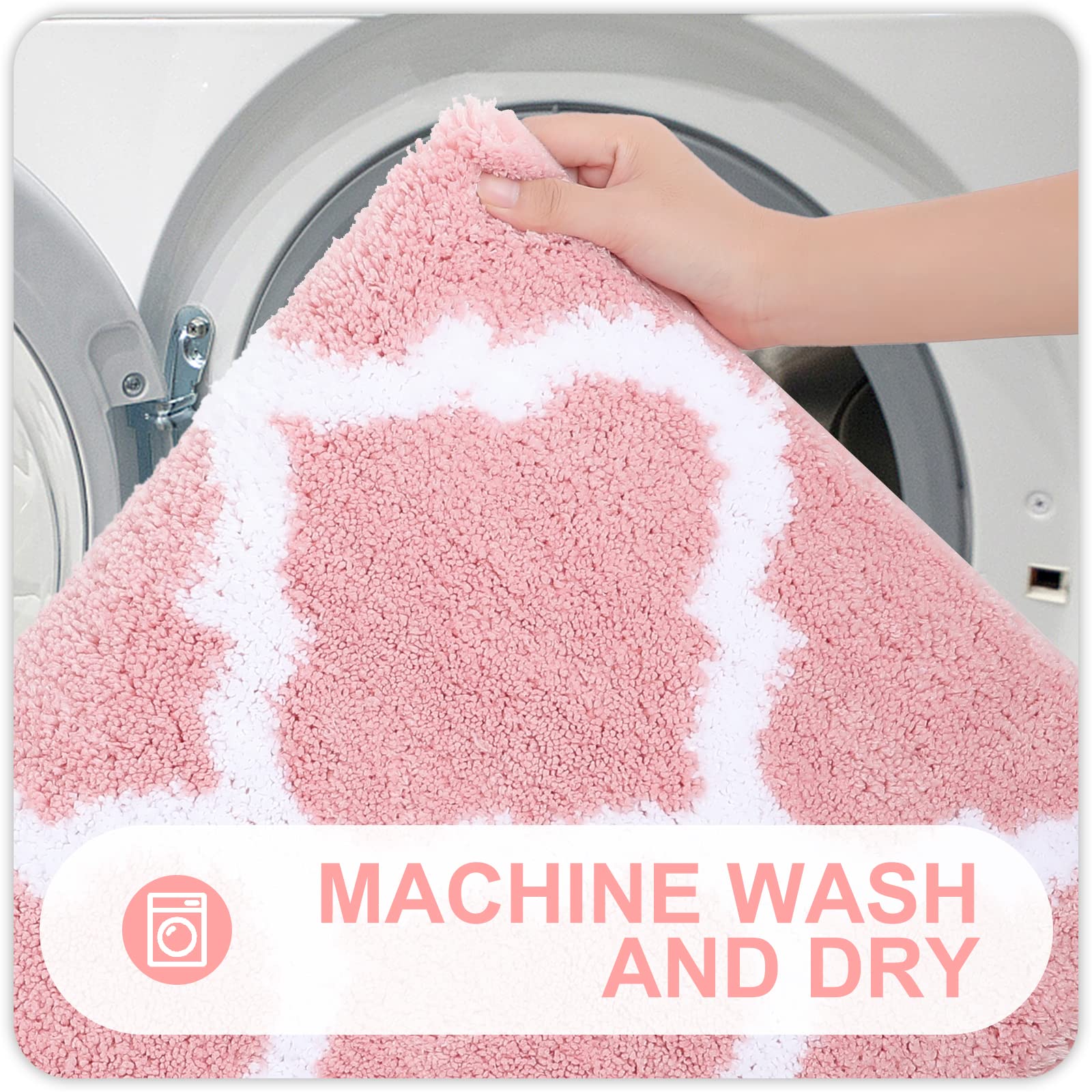 Olanly Bathroom Rugs Set 2 Piece Microfiber Bath Shower Mat And U-Shaped Toilet Rug, Machine Wash Dry, Non-Slip Absorbent Shaggy