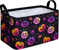 Halloween Pumpkin Storage Basket Toy Box Cute Trick or Treat Baskets for Kids Hamper Rectangular Organizer Bin Gift Baskets for 