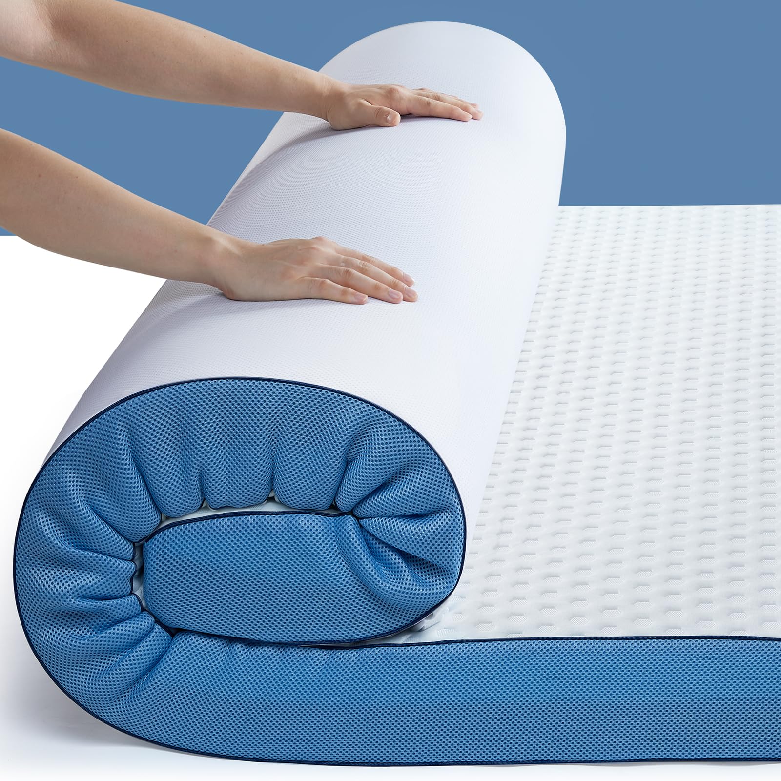 Perlecare 3 Inch Firm Mattress Topper Full Size, Cooling Gel-Infused Memory Foam Bed Topper For Pain Relief, High-Density Mattre